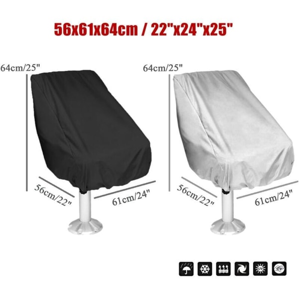 Pölytiivis cover jahtikapteenin tuoliin, 2 kpl, 566164/30 cm, musta