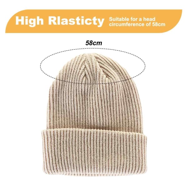 Classic warm winter hat for men made of acrylic with knitted cuffs, khaki