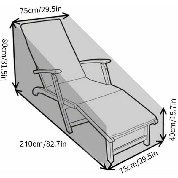 Puutarhatuolin suojus 210D Oxford UV/Tuuli/Pöly Musta