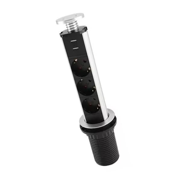 Skrivebords stikkontakt Multifunksjonell 3 Plugger 2 USB Porter Moderne KLB