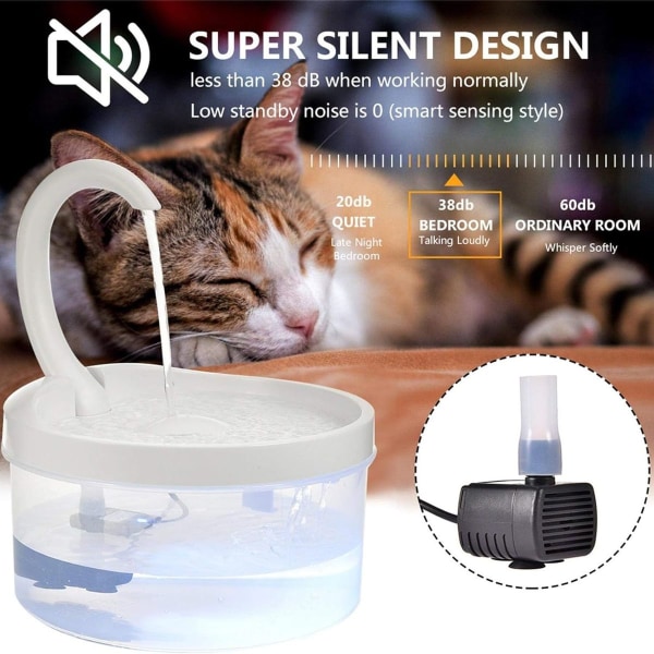 Katt Dricksfontän med Filter Automatisk Vatten Dispenser Husdjur USB Vatten KLB