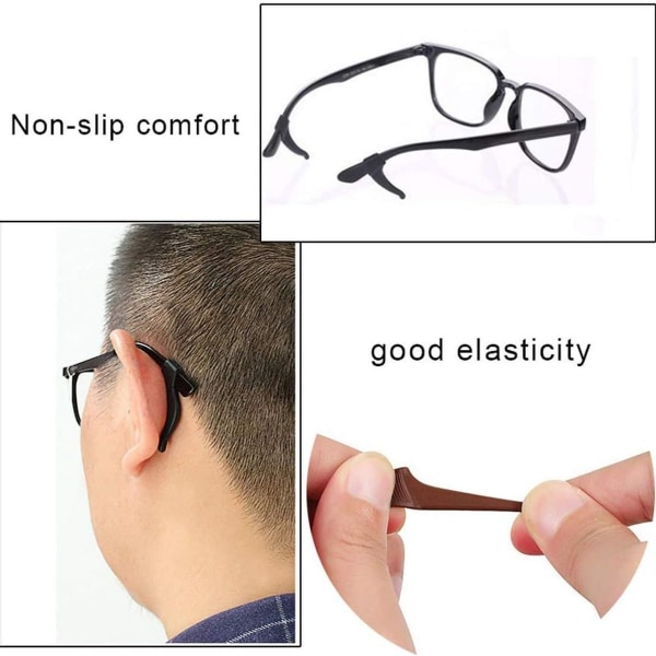 Haokey 5 par skridsikre brillestænger, bløde ørestropper til briller