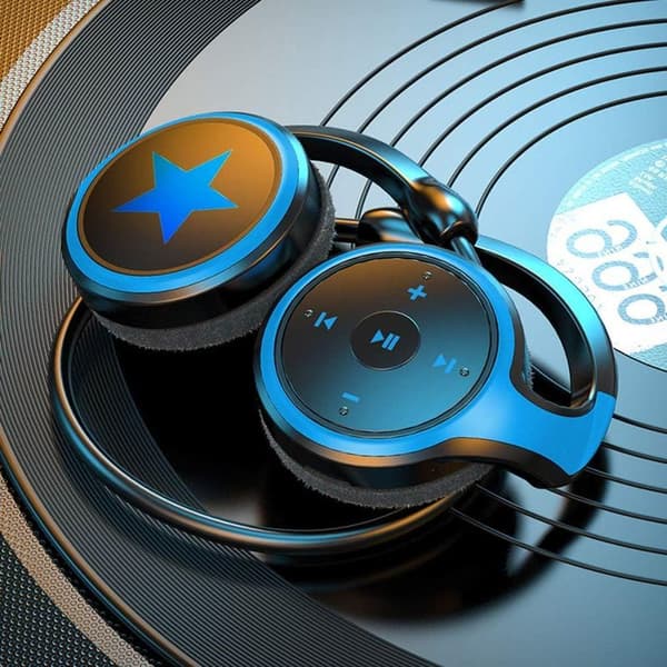Trådløse sports Bluetooth-ørepropper, sammenleggbare, lette, blå
