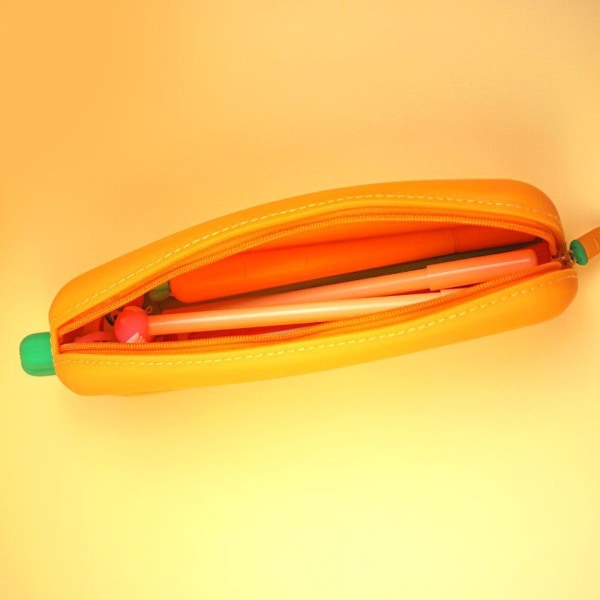 Sødt gulerods penalhus - stor kapacitet lavet af blød silikone KLB