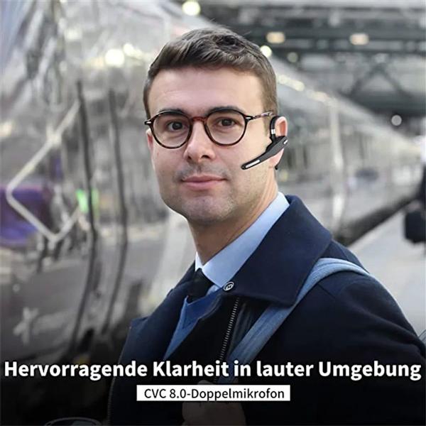 Headset med mikrofon Bluetooth, 2,4 GHz hörlurar trådlösa med laddningsbox LED