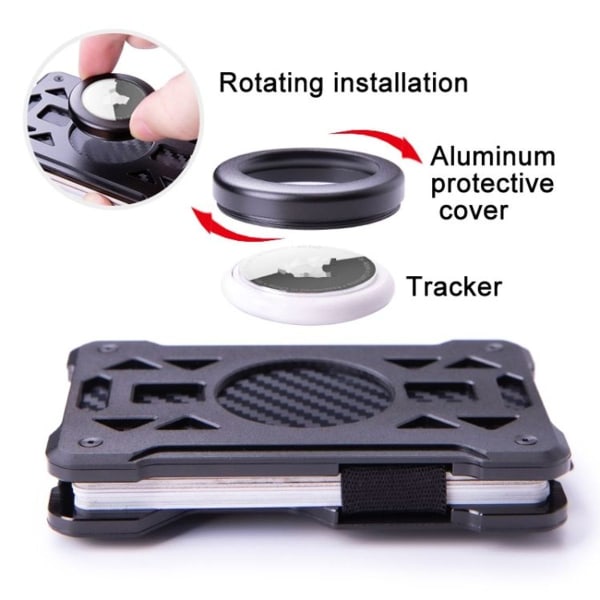 Passer for AirTag Tracker-kortholder, anti-tyveri metall RFID lommebok (