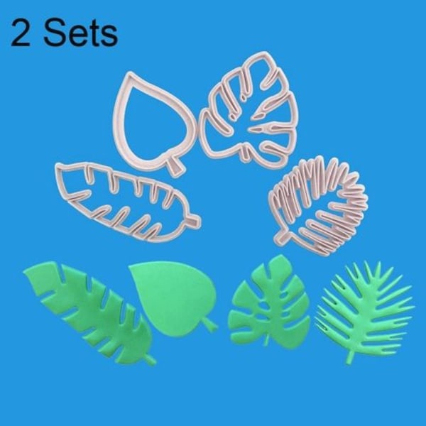 2 set med 4 i 1 tropiska blad fondant kakform kakform