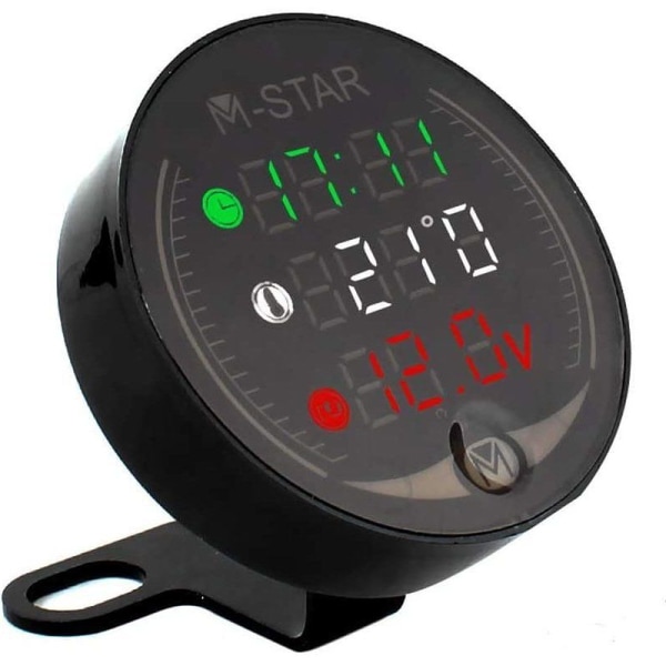 3 i 1 Voltmeter, Entweg 3 i 1 Motorcykel ATV Voltmeter + Elektronisk Klocka +