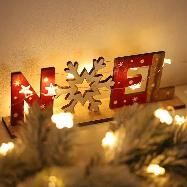Jouluiset puiset koristeet, joulukirjaimet, Noel, joululumi, puu KLB