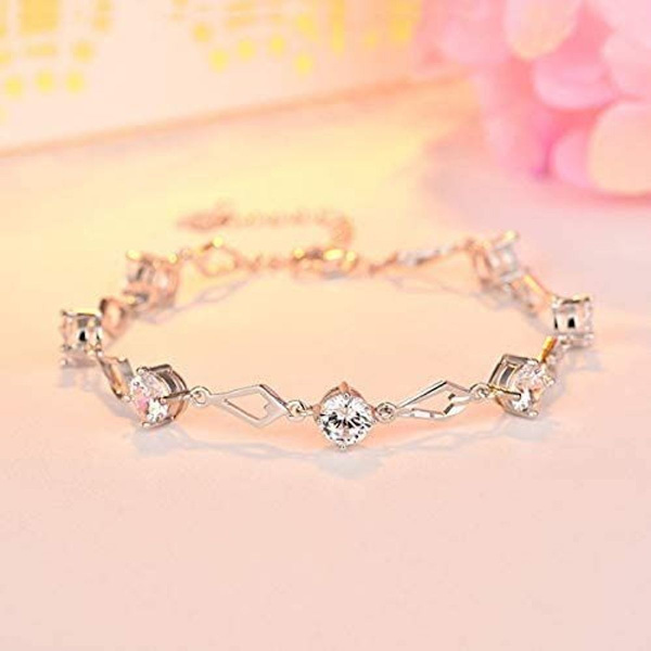 Justerbar længde brillant legering diamant sølv armbånd