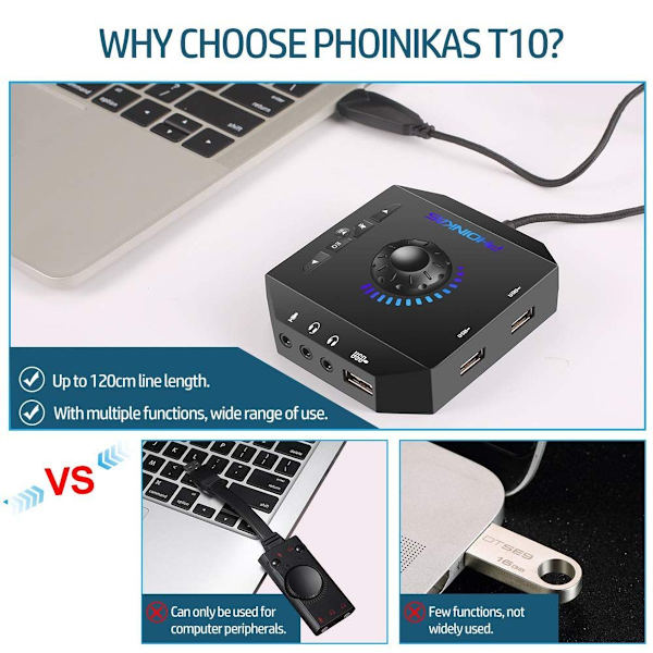Ulkoinen äänikortti, ulkoinen USB-äänikortti pöytäkoneelle