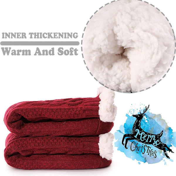 Damtofflor i fleece, fluffiga, mysiga, röda, KLB