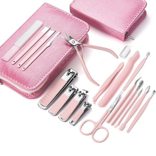 Nagelsax i rostfritt stål, set med 6 st (rosa)