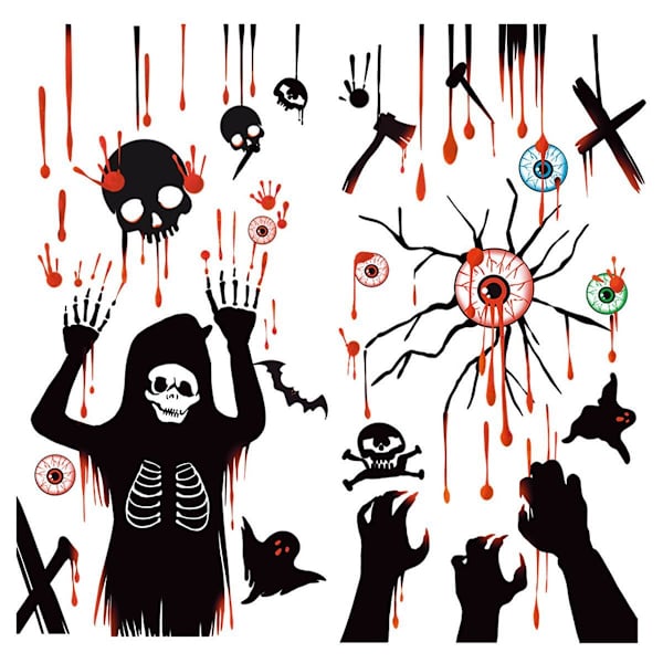 Setit Halloween Kauhu Luuranko Aave Olohuone Koti Ikkuna Lasikoriste Wa KLB