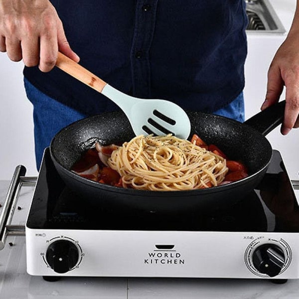 1-delad mintgrön silikonredskapsuppsättning med non-stick-spatel