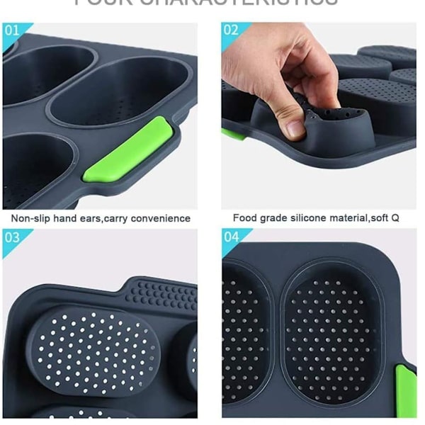 Mini Baguette Bageplade, Brødknusende Bakke, Non-Stick Hulplade, til