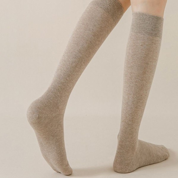Kunstløpsokker, lyse knehøye sokker (kalvesokker) svarte + khaki KLB