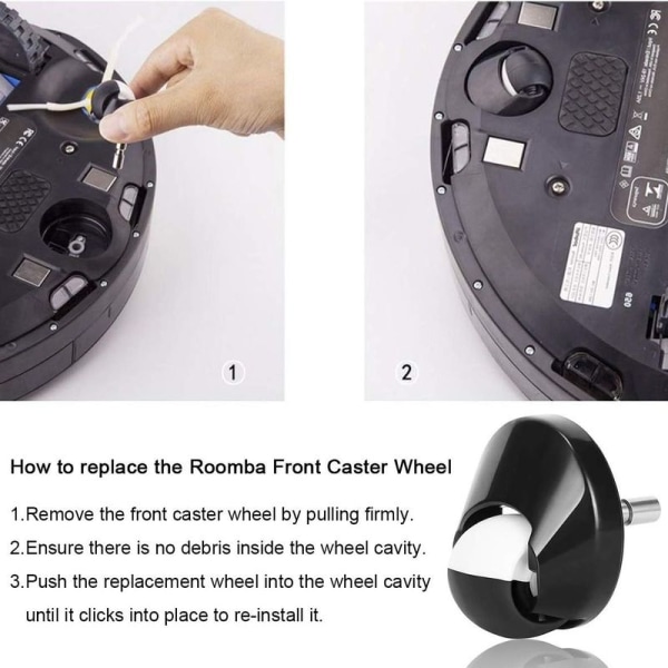 Pakke med 2 erstatningshjul for det svingbare hjulet til iRobot-støvsugeren Roomba 500
