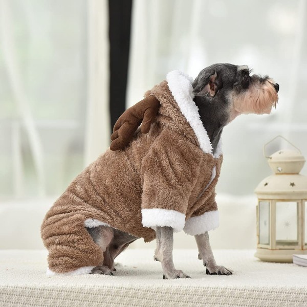 Søte juleklær for hunder, varme for vinteren, mønster: Elg for katter og hunder, julekostyme for teddy, terrier, chihuahua