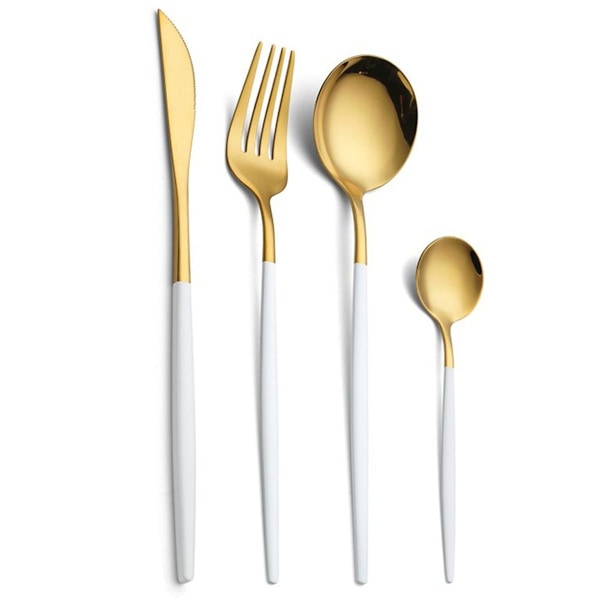 Guld Bestick Set Matt Bestick Set 304 Rostfritt Stål Flat Platina