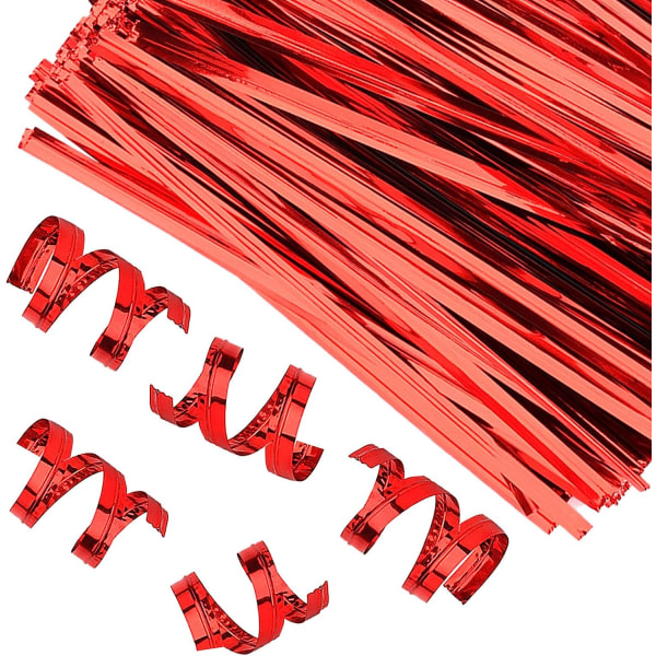 800 stykker 10 cm metallisk vri-slips, vri-slips for kaffeposer Godteriposer Snacks Kaker Festrekvisita (rød) Pynt juleatmosfære