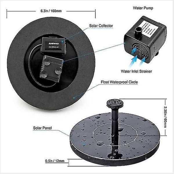 1,4W solcellsdriven flytande pump vattenfontän hem trädgård