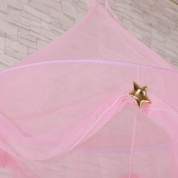 Myggnetttak, sengegardiner kuppel, princess star bed telt rosa