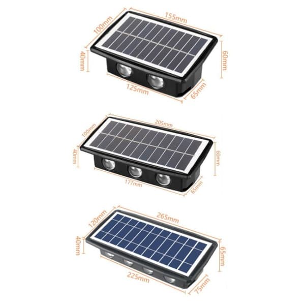4LED solcelle lys kontrol sensor op og ned, dobbeltsidet væglampe til d