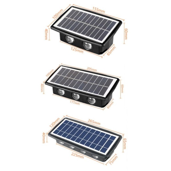 4LED solcellelys kontrollsensor opp og ned, dobbelthodet vegglampe for d