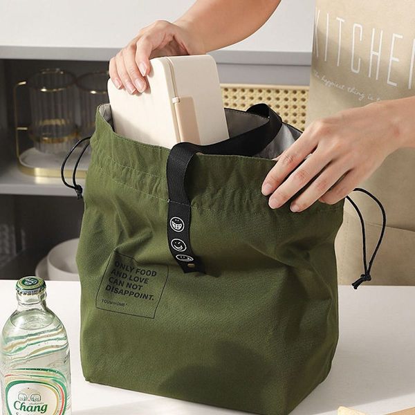 Lerrets Lunsjpose Lunsjveske Bento Tote Bag Gjenbrukbar Lunsjpose Grønn