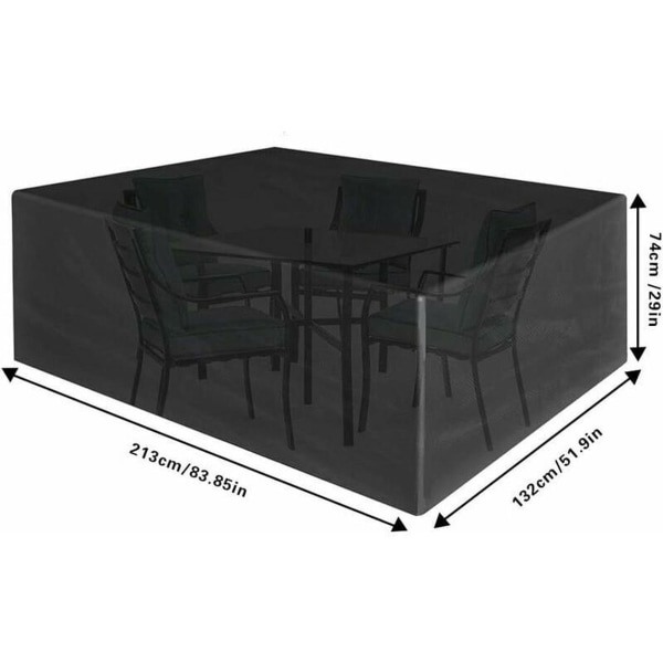 Havemøbelbetræk, rektangulært bord, Oxford, UV-beskyttelse, 213 x 132 x 74 cm
