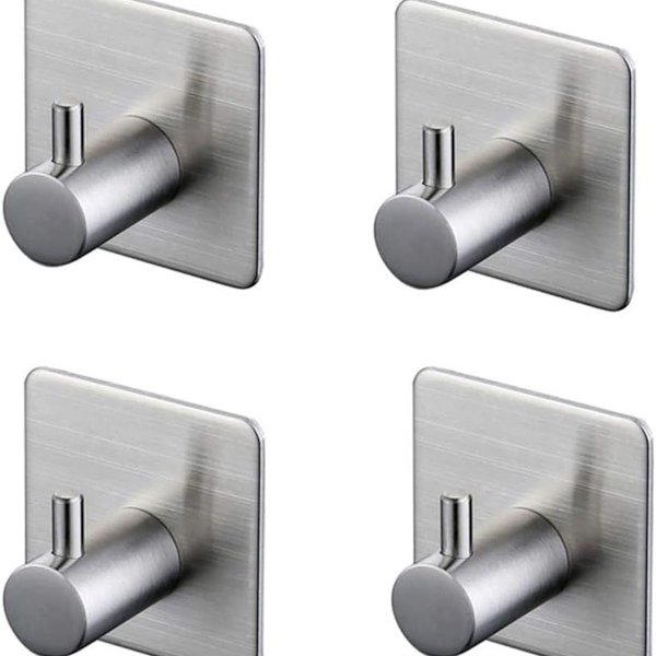 Handdukskrokar, 4-pack, handdukshållare, väggkrokar, självhäftande krokar, självhäftande KLB