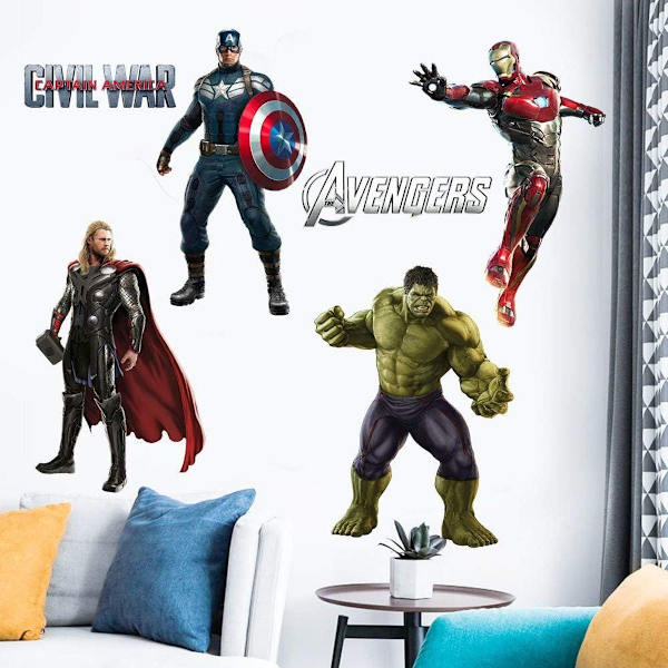 Superhero-seinäkoristeet 3D-irrotettavat seinätarrat koristeluun poikien makuuhuoneeseen KLB