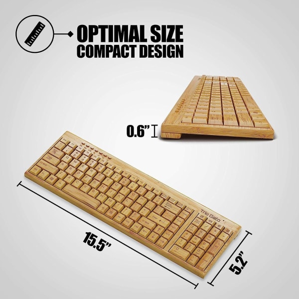Trådlöst tangentbord och mus i bambu - naturligt, handgjort, miljövänligt KLB