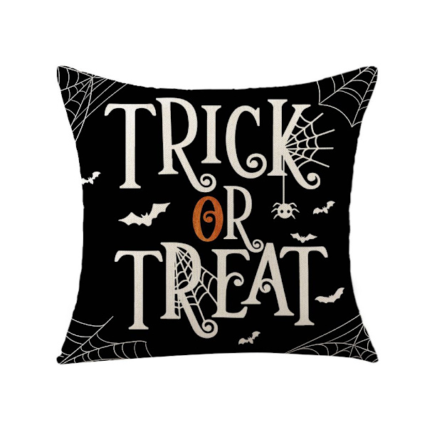 Halloween-kuddfodral, Halloween-dekor 18x18 tum set med 4 örngott Trick or Treat Happy Halloween Linne Soffa Säng Kastkuddfodral Dekoration