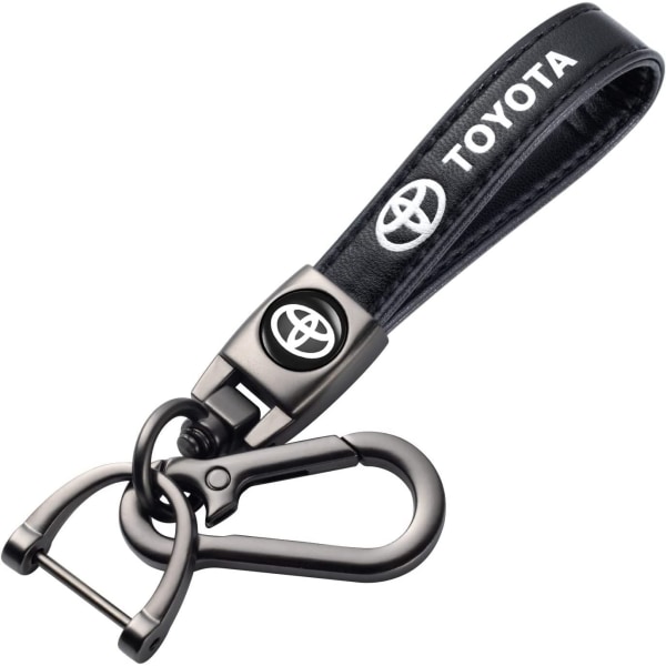 Bilnyckelring i läder Bilnyckelring med logotyp, tillbehör/ersättning för bilnyckel, kompatibel med Toyota Corolla Avalon Camry, svart