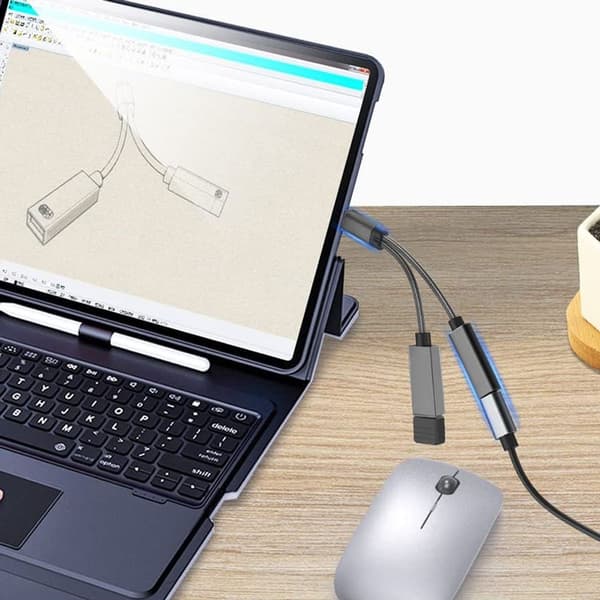 2 i 1 USB Type-C till USB-adapter (OTG-kabel + strömkabel) Svart