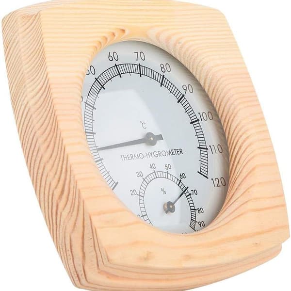 Träs bastu hygrotermograf termometer hygrometer basturum gran