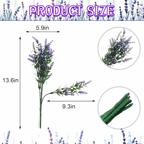 8 st konstgjorda lavendelblommor plast konstgjorda blommor för bröllop hem inredning trädgård uteplats växter KLB