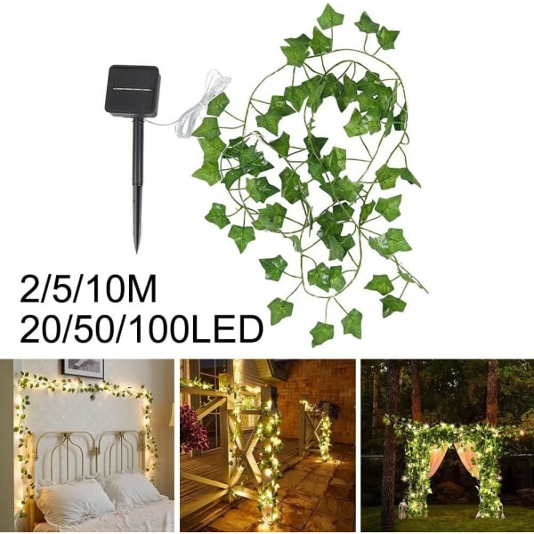 Solar String Lights Konstgjorda murgröna löv, Hängande Vine Garland, LED String Lights, Maple Leaf Garland för Party Bröllop Trädgård