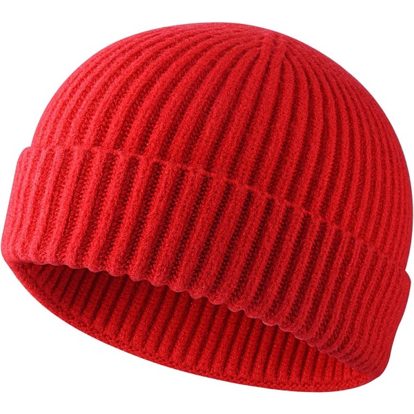 Kort Fisherman Hat for Men Damer,Varme Vinterluer Rød