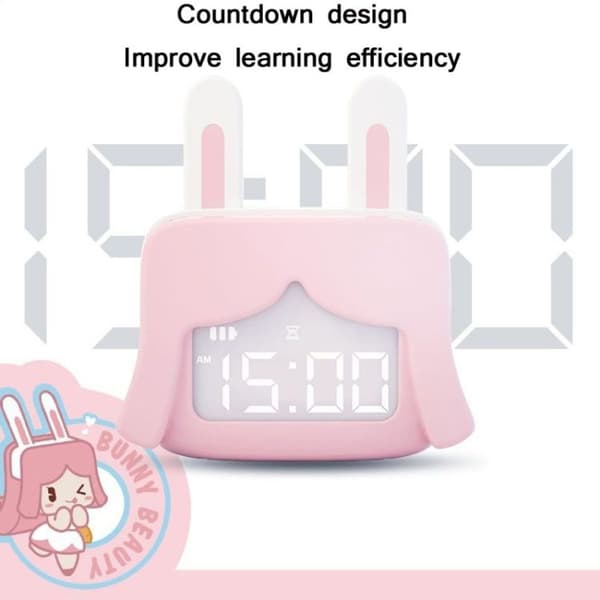 Cartoon Mini Smart Alarmklocka USB Uppladdningsbar Barn Sängbord Rolig Sovklocka (Bä