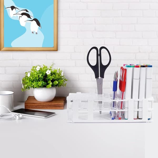 60 Huller Plastik Pen- og Penselholder - Skrivebordsstativ