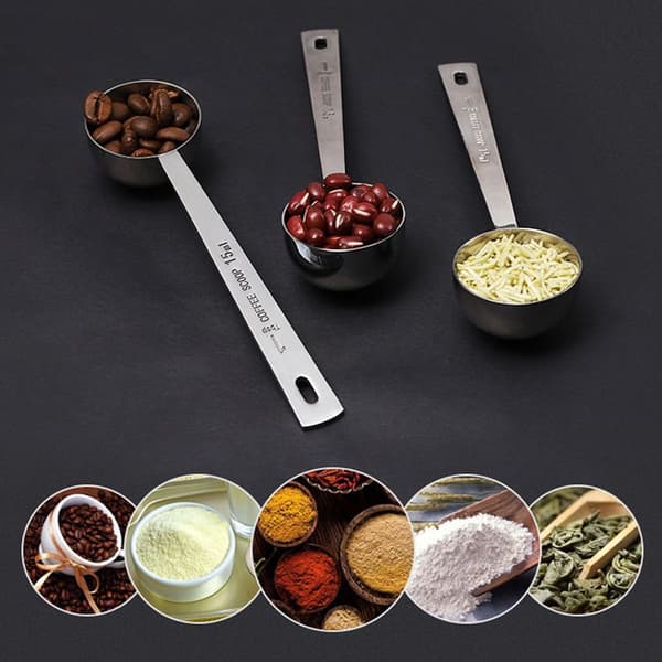 2-pack rostfria kaffeskopor - matskedsmätsskedar - diskmaskinssäkra KLB