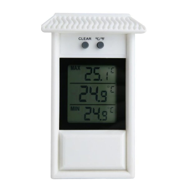 Digital inomhus/utomhus max min växthus termometer vit