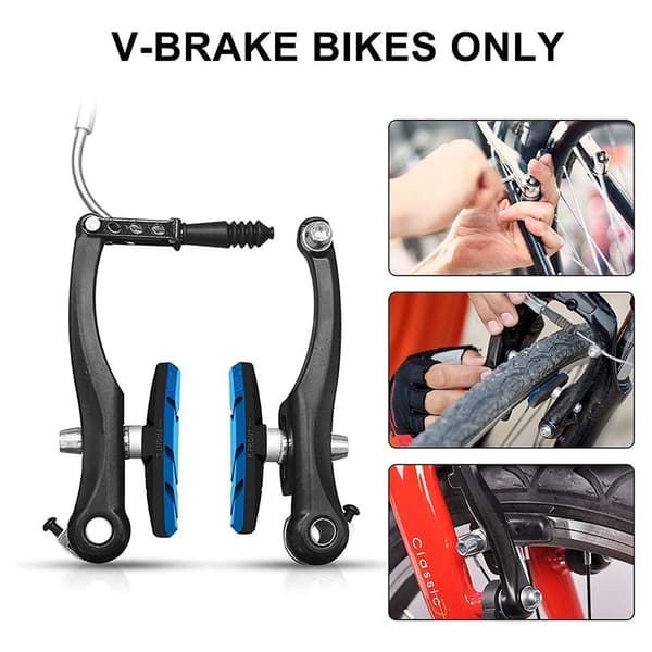 4 stykker cykelbremseklodser V-bremse 70mm | Ingen støj | Sort Blå