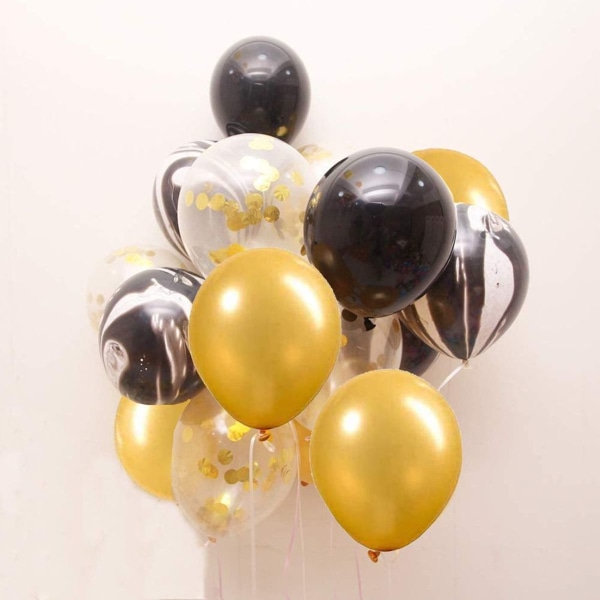 Ohighing pakke med 50 ballonger Svart gullballonger med gullkonfettiballong for KLB