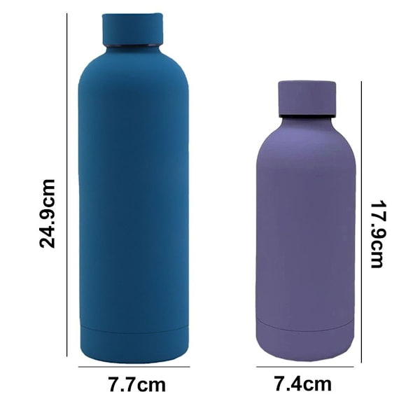 2-pakning rustfritt stål vannflaske termoskolbe lilla + blå 350ml + 750ml KLB