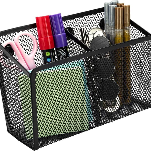 Magnetisk penneholder, 2 rum, mesh rustfrit stål, 2 rum KLB