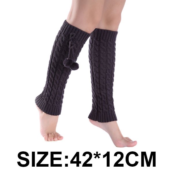 Långa benvärmare för kvinnor Lolita Fashion Wool Cable Knit Mörkgrå KLB